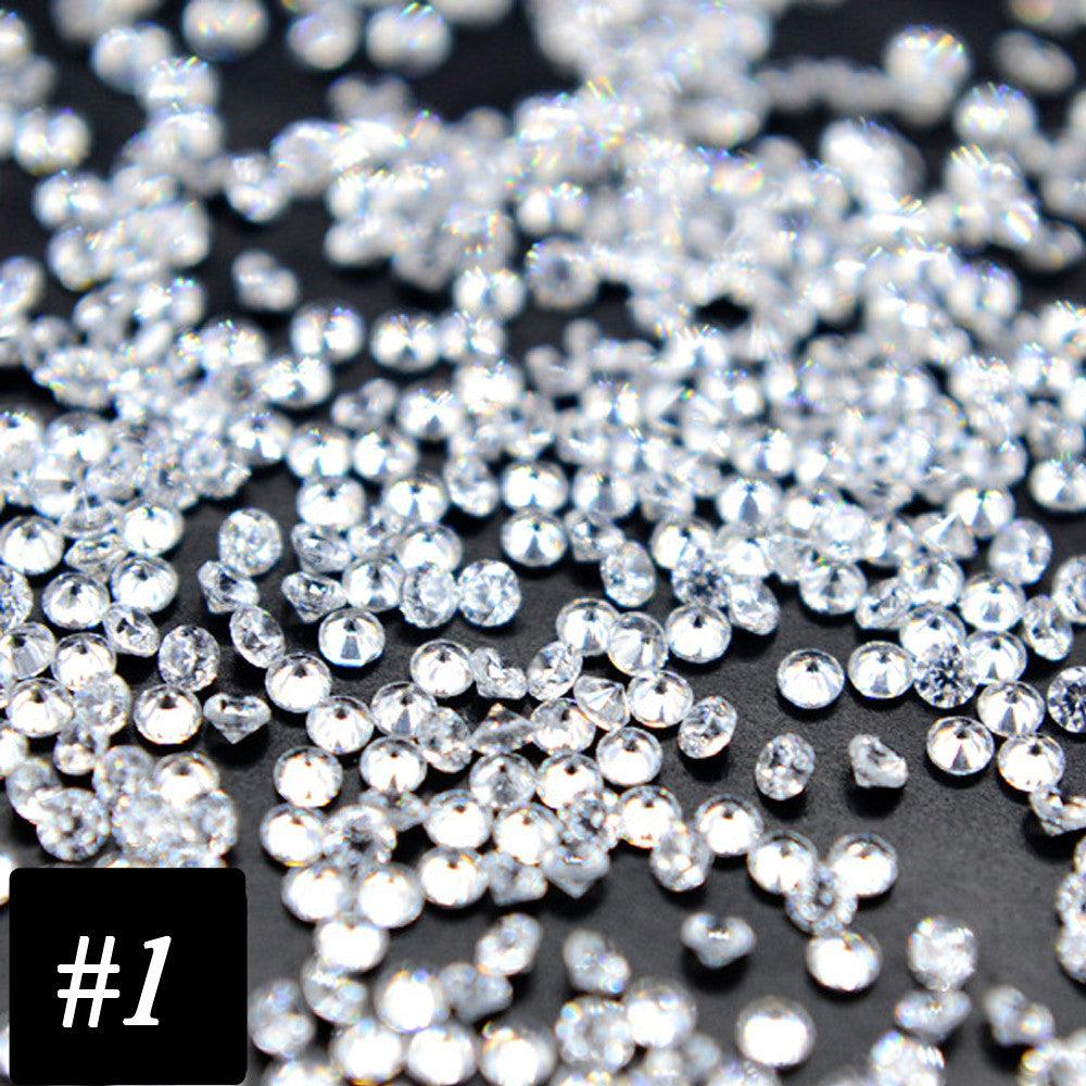 Close-up of the #1 option from the 1.2 mm Zircon Nail Rhinestones listing